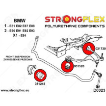 Kit complet silentblocs BMW E90 E91 E92 E93 E81 E82 E87 E88 dureté origine