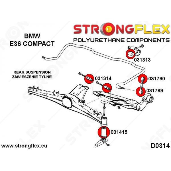4 silent blocs de bras arrières BMW E36 COMPACT