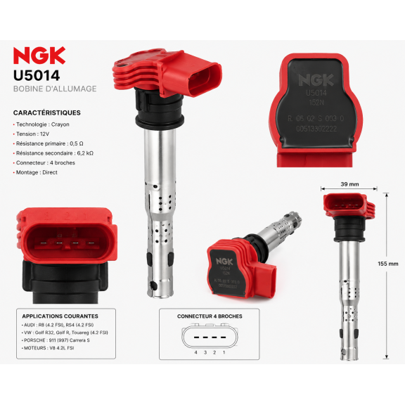 Bobines Audi R8 Haute Performance VW U5014 | SCP SHOP