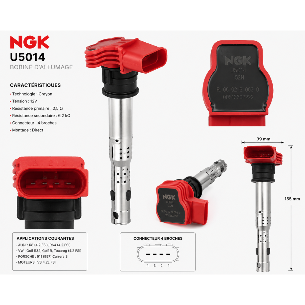 Bobines Audi R8 Haute Performance VW U5014 | SCP SHOP
