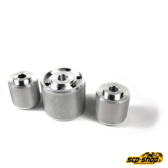 Kit de 3 silent blocs rigides aluminium PA9 de différentiel BMW – vue d’ensemble